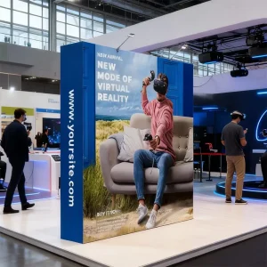 Fabric Pop-up Display Backdrop with 10ft Dye Sublimation Banner, Portable Foldable Stand