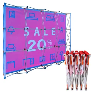 Fabric Pop-up Display Stand with Carrying Bag for Trade Show Backdrop Booth Display Banner Stand