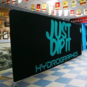 Fabric Pop-up Display with Foldable Aluminum DJ Booth Backdrop Wall and Pennant-Style Banner Stand