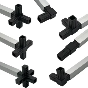 Factory 2Way 3Way 4Way 90 Degree Square Tube Plastic Fittings PP ABS Plastic Square Tube Corner Connectors 20mm 25mm