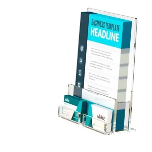 Factory Acrylic Transparent L-Shaped 3-Compartment Desktop Display Rack for Brochures and Business Cards