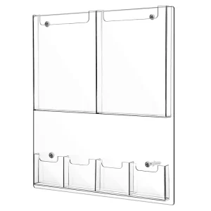 Factory Clear Acrylic Lucite Newspaper Shelf Brochure Holder Wall Mount Rack with 45 x 3 x 55 cm Magazine Display Stand