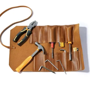 Factory Custom Colors Vintage Light Brown Worker Belt Bum Bag Adjustable Leather Waist Tools Bag For Repairman