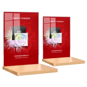 Factory Custom Countertop Walnut-colored Base Beauty Skincare Product Display Rack Cosmetics Perfume Makeup Stand