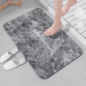 Factory Custom Logo Marble Design Anti-Slip Shower Floor Mat Soft Rubber Bathroom Bath Rug