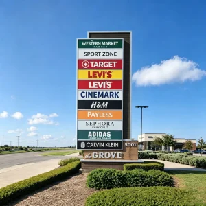 Factory Custom Rectangle Aluminum Decorative Wayfinding Pylon Sign Outdoor Illuminated LED Gateway Signage Weatherproof
