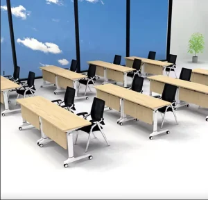 Factory Customized MFC Folding Training Table Mobile Training Table Stackable Desk for School Classroom Office Meeting Room