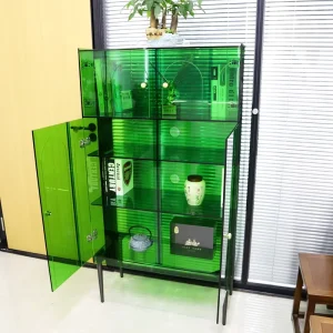 Factory Customized Modern Large Green Acrylic Eco-Friendly Display Cabinet with Lock BSCI Certified
