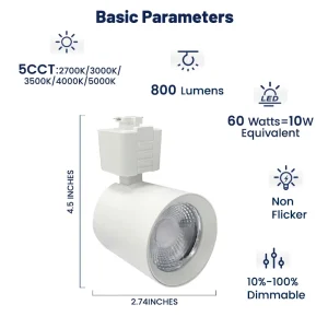 Factory Direct Flexible 5CCT Aluminum COB LED Track Spotlight 10W Adjustable for Showrooms and Galleries