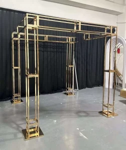 Factory Direct Iron Electroplated Gold Arch Outdoor Wedding Square Pavilion Background Frame