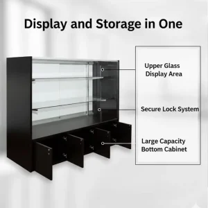 Factory Direct LED Glass Display Cabinet with Bottom Storage