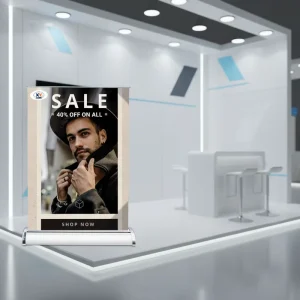 Factory Direct Lightweight Aluminum Portable Roll-Up Banner Stand Tool-Free Assembly A3 Base