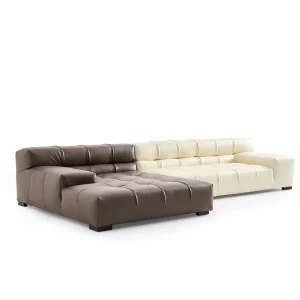 Factory Direct Multifunctional Nordic Modern Luxury Genuine Leather Modular Sofa Bed Low Back Corner for Indoor Household Use