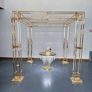 Factory Direct Sale Iron Electroplating Gold Arch Outdoor Wedding Square Frame Pavilion Background Frame