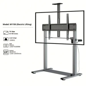 Factory Direct TV Support Bracket, Height-Adjustable Stand Mount for 32-65″ LCD and Mobile TVs