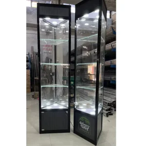 Factory Direct Tempered Glass Corner Display Cabinet with Lighting Multi application Aluminum Frame Showcases Glass Display