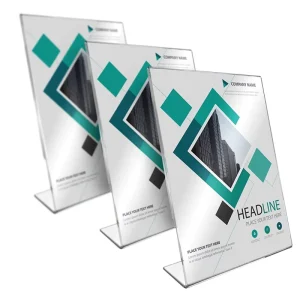 Factory Directly Sale Clear Acrylic 8.5×11 Inches Sign Holder L Shape Card Stand