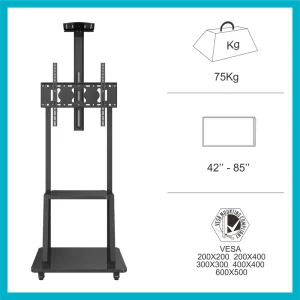 Factory Interactive Meeting Room TV Cart for LED LCD Screens 110 lb 42-85 Inch