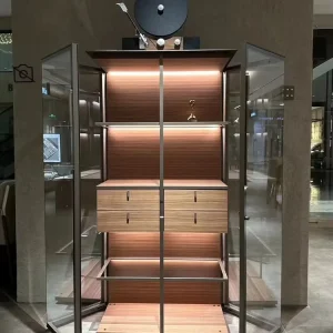 Factory Lighted Transparent Aluminum Glass Display Case with Drawers