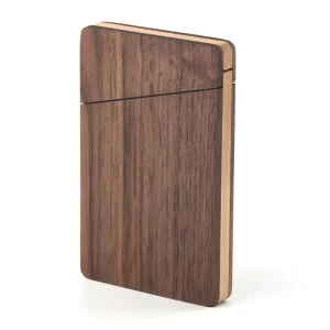 Factory Minimalist Slim Natural Walnut Wood Wallet with Aluminum RFID Business Card Holder