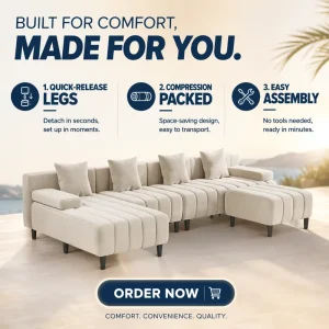 Factory Modular Corner Couch Washable Fabric Cover Metal Legs Compression Sofa Set