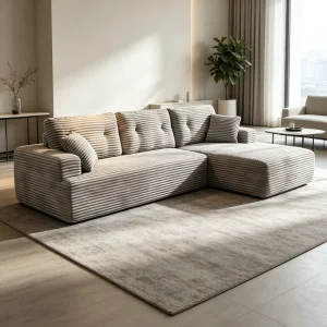 Factory Multi-Functional L-Shaped Modular Sofa Set with Deep Seat, Boneless Design and Corduroy Fabric
