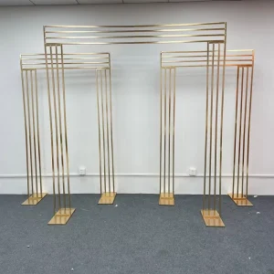 Factory New Arrival Traditional Electroplated Square Metal Arch Frame for Outdoor Wedding Birthday Floral Backdrop