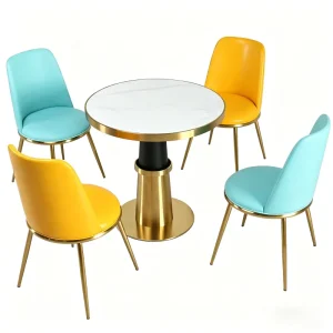 Factory OEM Modern Marble Top Round Office Negotiation Table and Chair Set for Business Discussion