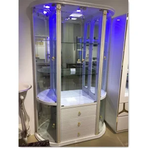 Factory Price Showroom Design Modern Wine bar Cabinet Wooden Rack Display Shelves Glass Wall Showcase