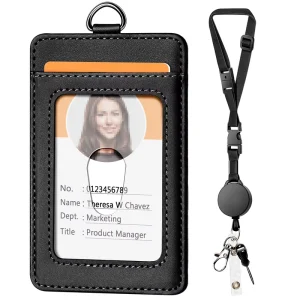 Factory Promotion Nylon Lanyards PU Name Badge Holder Leather Badge Holder Badge Holder