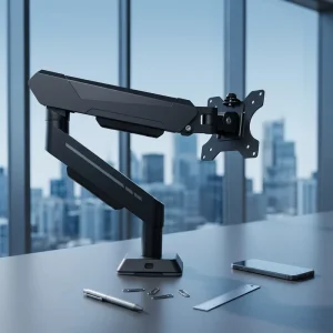 Factory RGB Monitor Arm Stand with Adjustable Swivel Lift for 17-35 Inch Screens, Iron, 90-Degree Tilt