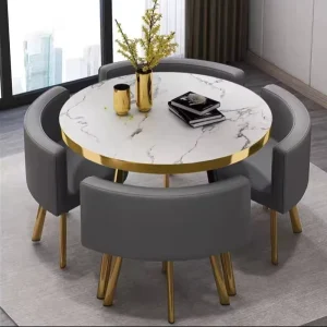 Factory Round Dining Table Set with 4 Chairs