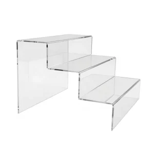 Factory Supplied 3-Tier Transparent Acrylic Step Display Rack and Holder