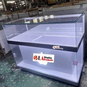 Factory Supply Cell Phone Tempered Glass Metal Promotion Counter LED Lighting Retail Use Display Showcase Cabinet