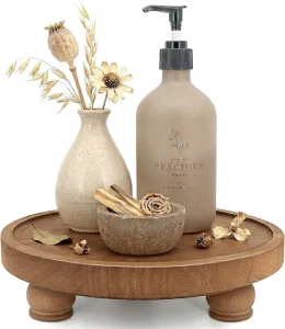 Farmhouse Wood Pedestal Display Stand and Sink Organizer