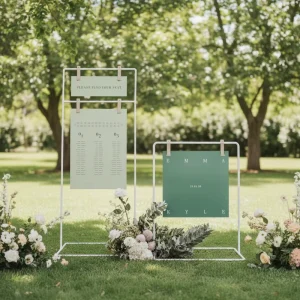 Fast Shipping Minimalist Design Free Standing Metal Display Stand Pre assembly Poster Hanging Stand for Wedding Birthday