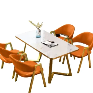 Faux Marble Negotiation and Dining Table and Chair Set for Coffee Shops and Offices