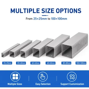 Fire Resistant Grey PVC Wire Duct Open Slot Insulated Cable Management Channel 20C~60C Model 40*25 For Electrical Wiring