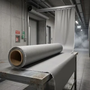 Fire Smoke Curtains Material PU Coated Fiberglass Fabric Cloth Heat Resistance 1200C