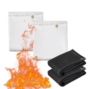 Fireproof High Temperature Resistant 550F Flame Retardant Fiberglass Cloth Welding Blanket 1m X 1m White Black