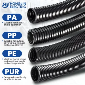 Flame Retardant PA66 Flexible Corrugated Conduit 94-V0 IP68 Waterproof -40 to +120°C