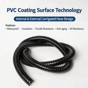 Flame-Retardant PVC-Coated Galvanized Steel Flexible Conduit Corrugated Hose, 1 in, -10 to +70