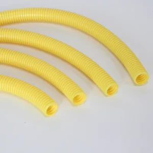 Flame Retardant Yellow PP Corrugated Electrical Conduit Flexible Insulating Wire Protection Tube 4mm-91mm Pipe Size Thread Size
