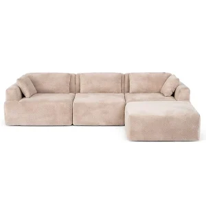 Fleece Compression L-Shaped Modular Sofa Bed Sponge-Filled for Small Apartments