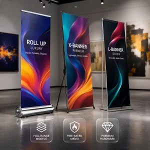 Flex Banner Roll-Up Stand Exhibit Display Custom Single-Sided Kakemono Aluminum Retractable Banner Stand
