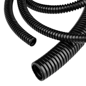 Flexible Heat-Resistant Heavy-Duty PA/PP/PE Waterproof Black Corrugated Conduit, 1/2-Inch Pipe Size