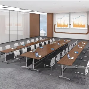 Flip-Top Folding Conference Table with Wheels for Training Rooms