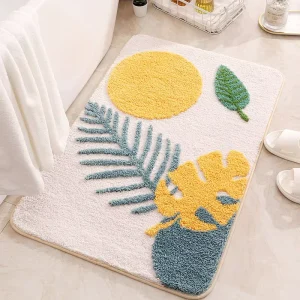 Flocked Polyester Non-Slip Water-Absorbent Floor Mat for Living Room Bathroom Entryway and Kitchen