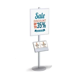 Floor Display Sign Stand with Brochure Holder and Magazine Rack