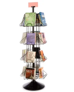 Floor Rotating Metal Wire Pocket A5 Brochure Holder Rack Calendar Displays Rack Retail Greeting Card Display Stand Rack